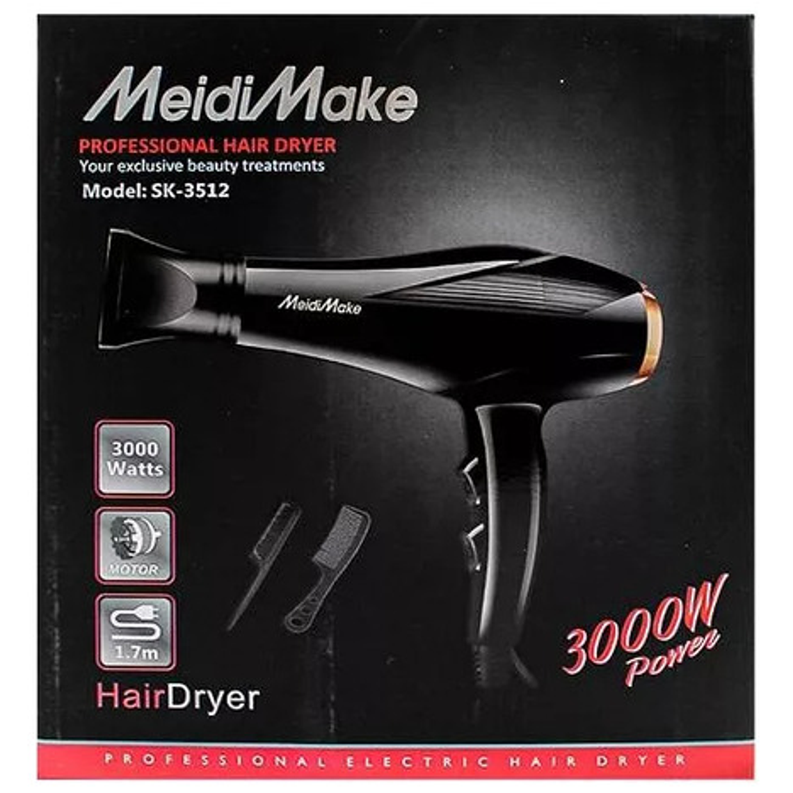 Secador De Cabello Profesional 3000w Sk-3900 Meidi Make 2