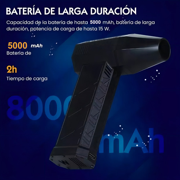 Soplador Usb Portátil Mohits 200w 130000rpm 5000mah 3 Veloci 4