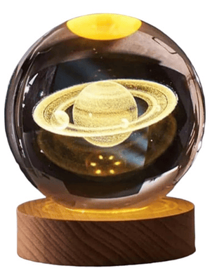 Lampara De Noche Bola De Cristal Led Diseños 3d Estructura Amarillo Pantalla Galaxia