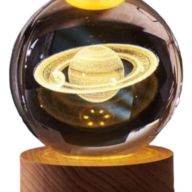Lampara De Noche Bola De Cristal Led Diseños 3d Estructura Amarillo Pantalla Galaxia 1