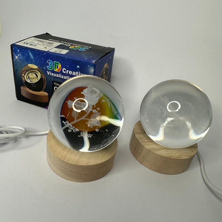 Lampara De Noche Bola De Cristal Led Diseños 3d Estructura Amarillo Pantalla Galaxia 4