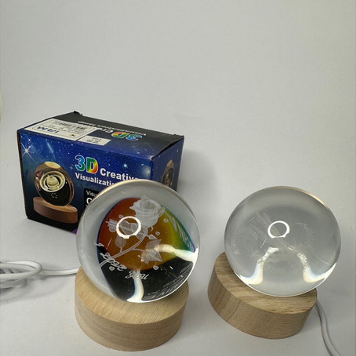 Lampara De Noche Bola De Cristal Led Diseños 3d Estructura Amarillo Pantalla Galaxia 5