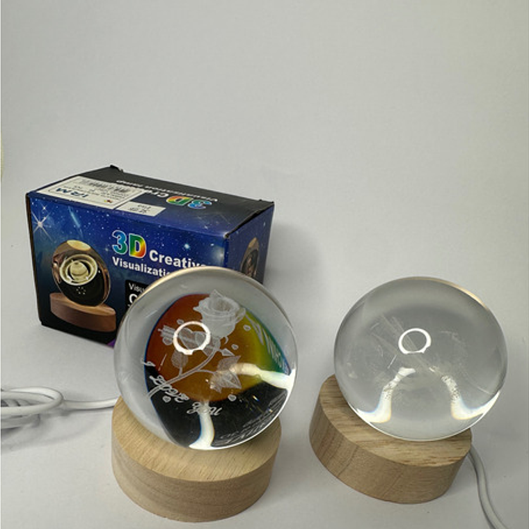 Lampara De Noche Bola De Cristal Led Diseños 3d Estructura Amarillo Pantalla Galaxia 5