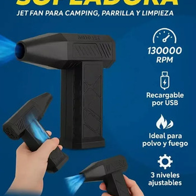 Soplador Usb Portátil Mohits 200w 130000rpm 5000mah 3 Velocidades Recargable 7