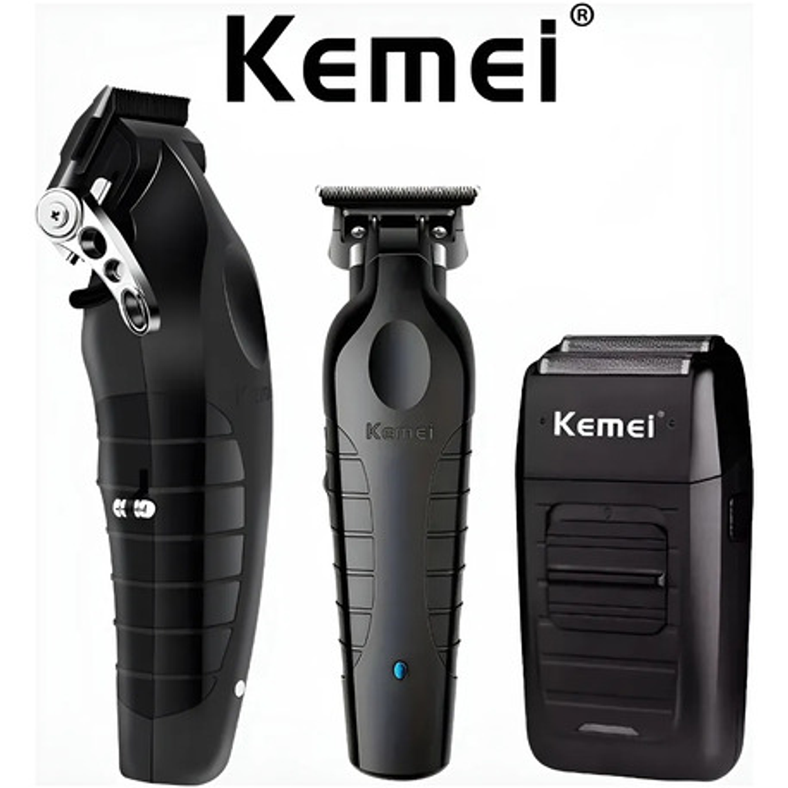 Kit Kemei 2296 + Shaver 1102 + Kemei 2299 Maquina Afeitadora 1