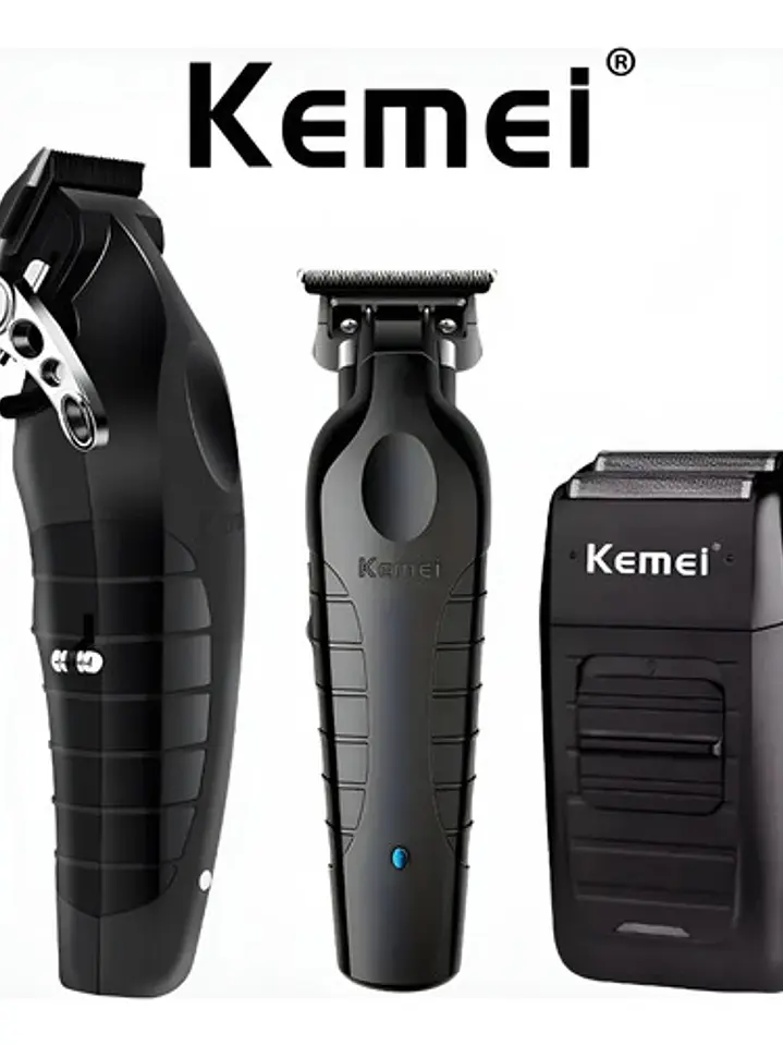 Kit Kemei 2296 + Shaver 1102 + Kemei 2299 Maquina Afeitadora 1