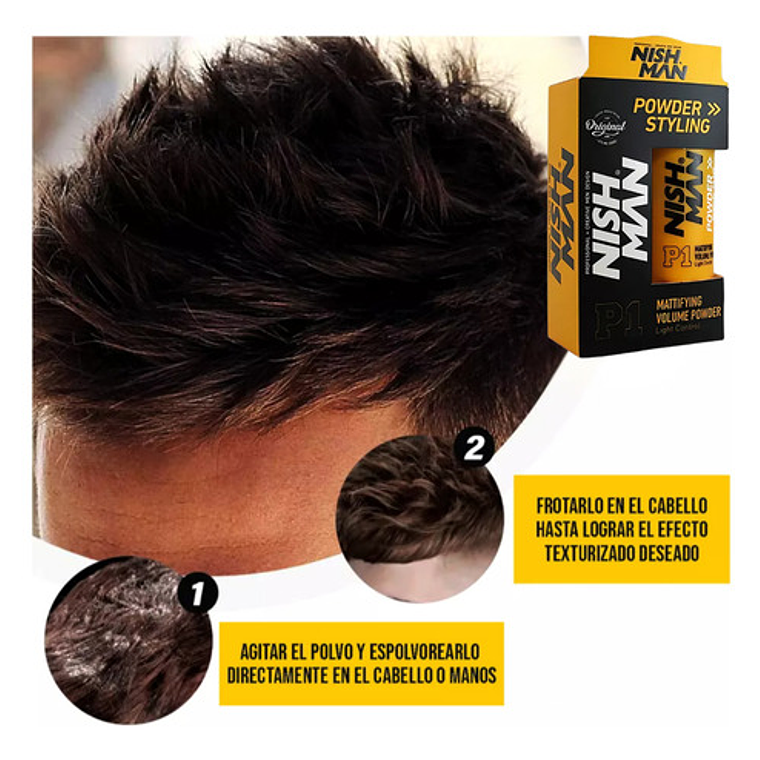 Nish Man Cera En Polvo P1 Da Volumen Control Ligero Profesional 3