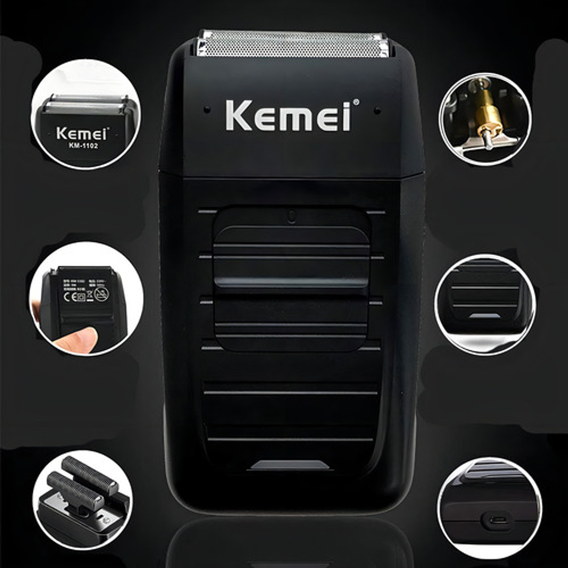 Combo Patillera Trimmer Kemei 2299 + Shever Kemei 1102 Color 7