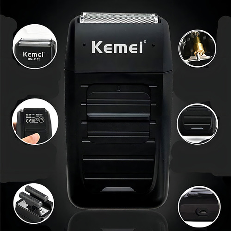Combo Patillera Trimmer Kemei 2299 + Shever Kemei 1102 Color 7