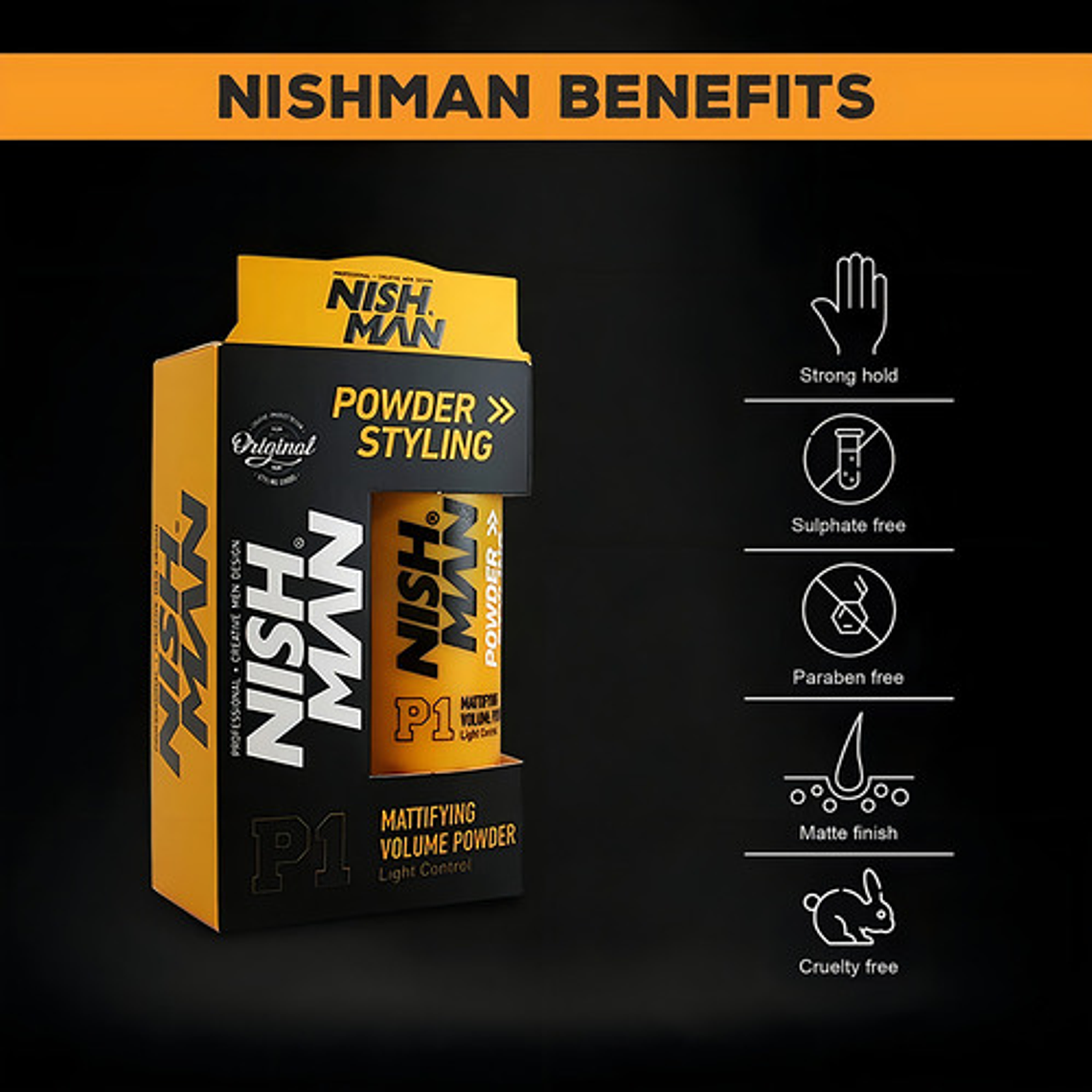 Nish Man Cera En Polvo P1 Da Volumen Control Ligero Profesional 4