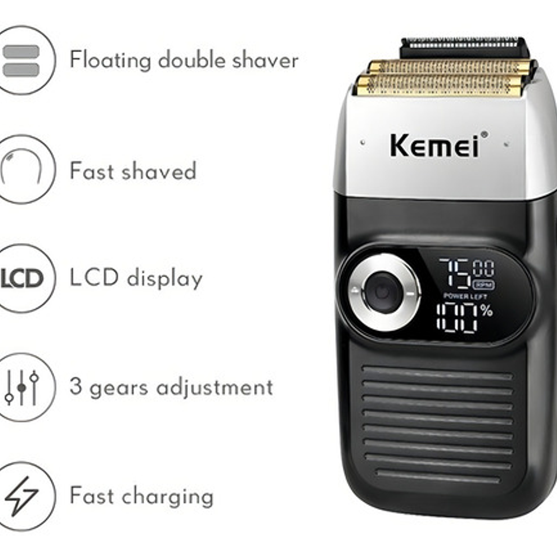 Máquina Afeitadora Kemei Km-2026 Negra 7