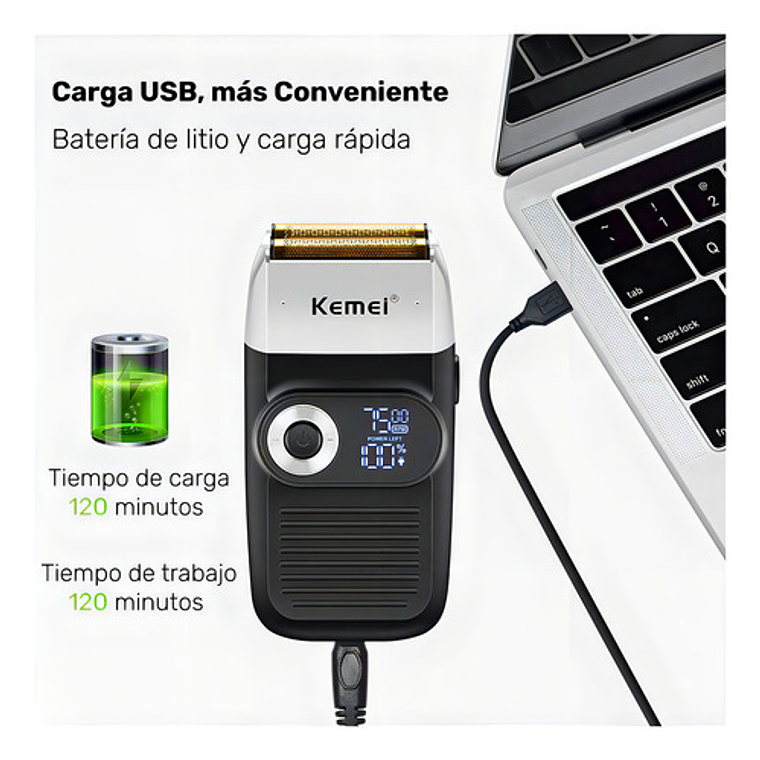 Máquina Afeitadora Kemei Km-2026 Negra 10