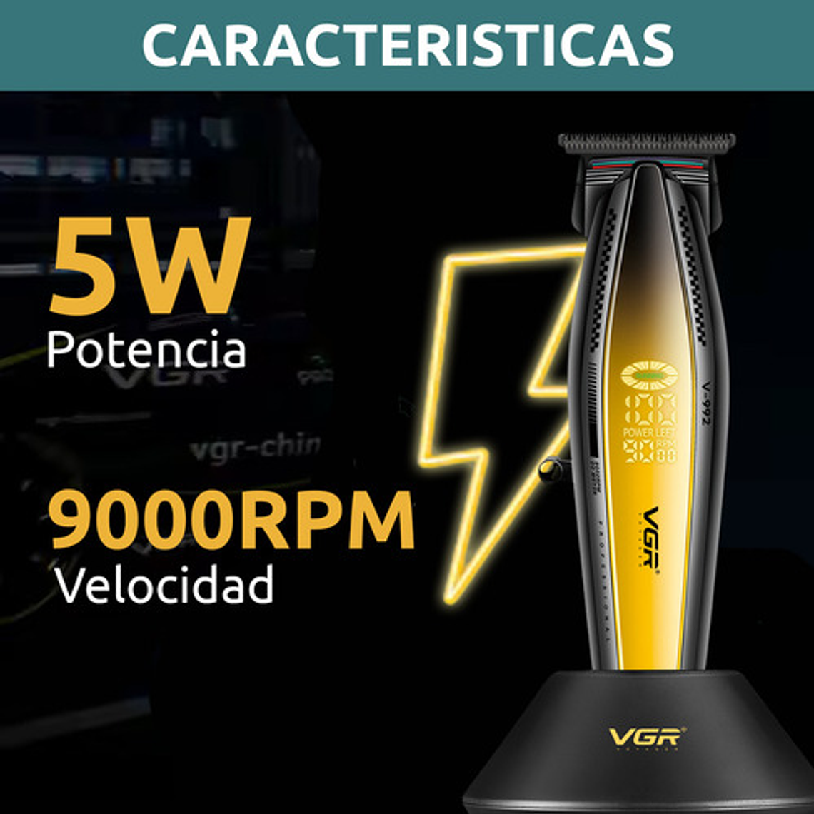 Máquina Patillera Pro Vgr V-992 Metal 9000rpm Motor Dc Turbo 4