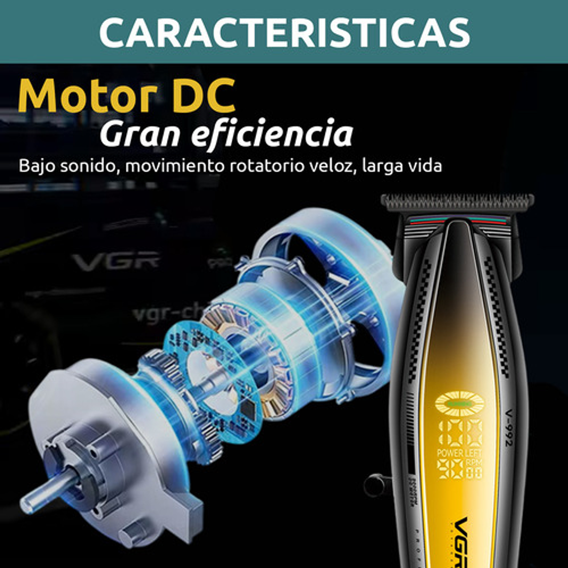 Máquina Patillera Pro Vgr V-992 Metal 9000rpm Motor Dc Turbo 8