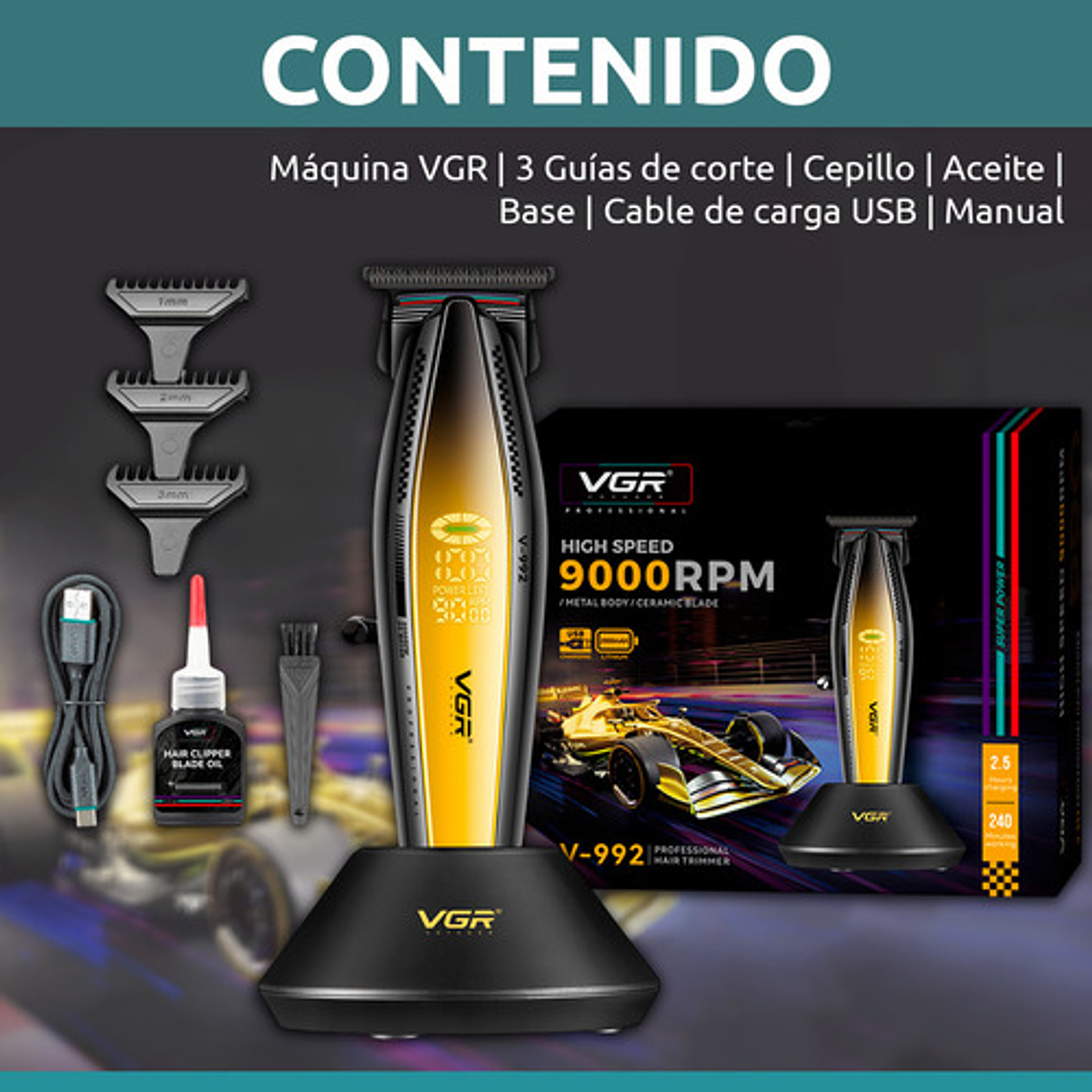 Máquina Patillera Pro Vgr V-992 Metal 9000rpm Motor Dc Turbo 10