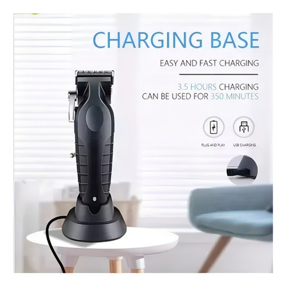 Kemei Km-2296 Cortapelos Profesional 110/220v Negro Inalámbr 6