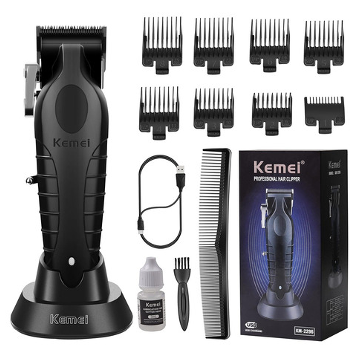 Kemei Km-2296 Cortapelos Profesional 110/220v Negro Inalámbr 8
