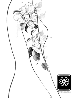 Abono peonia y botón - hojas negras