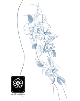 Abono - Diseño en verde peonias largo extremidad 