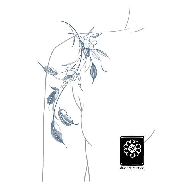 Abono - Diseño en verde flores y hojas fluidas 