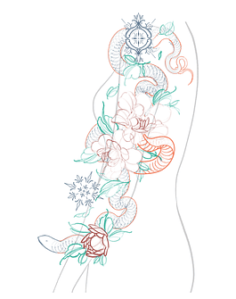 Abono - Diseño en verde serpiente floral ornamental 