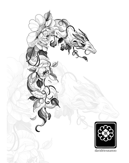 Abono dragón y peonias