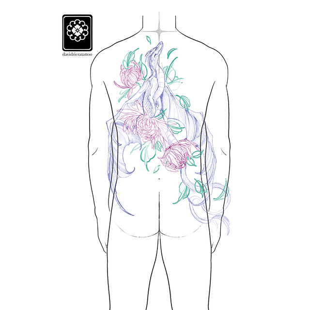 Abono diseño en verde dragón y crisantemos 