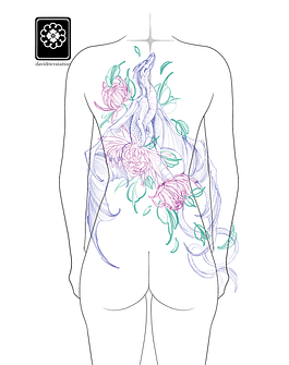 Abono diseño en verde dragón y crisantemos 