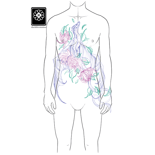 Abono diseño en verde dragón y crisantemos 