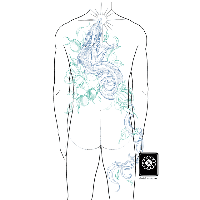 Abono diseño en verde - dragón peonias 