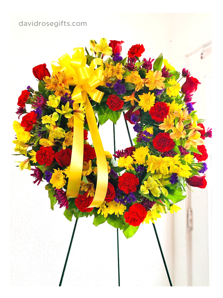 Colorful Standing Sympathy Wreath