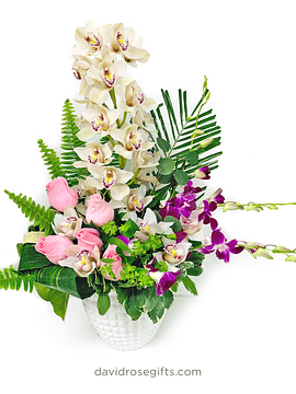 Orchids and Roses Basket