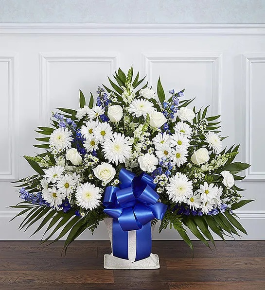 Heartfelt Sincerity - White & Blue Basket