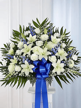 Heartfelt Sincerity -  Perfect White & Blue Basket