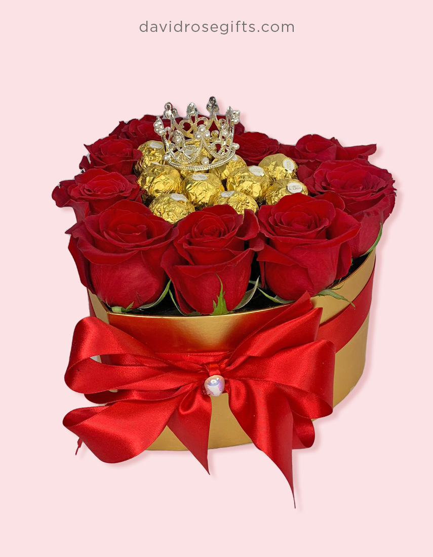 Roses, Chocolate & Crown Box