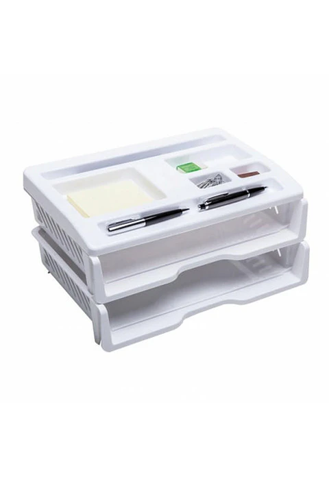 Bandeja Organizador Papeles Doble Blanca