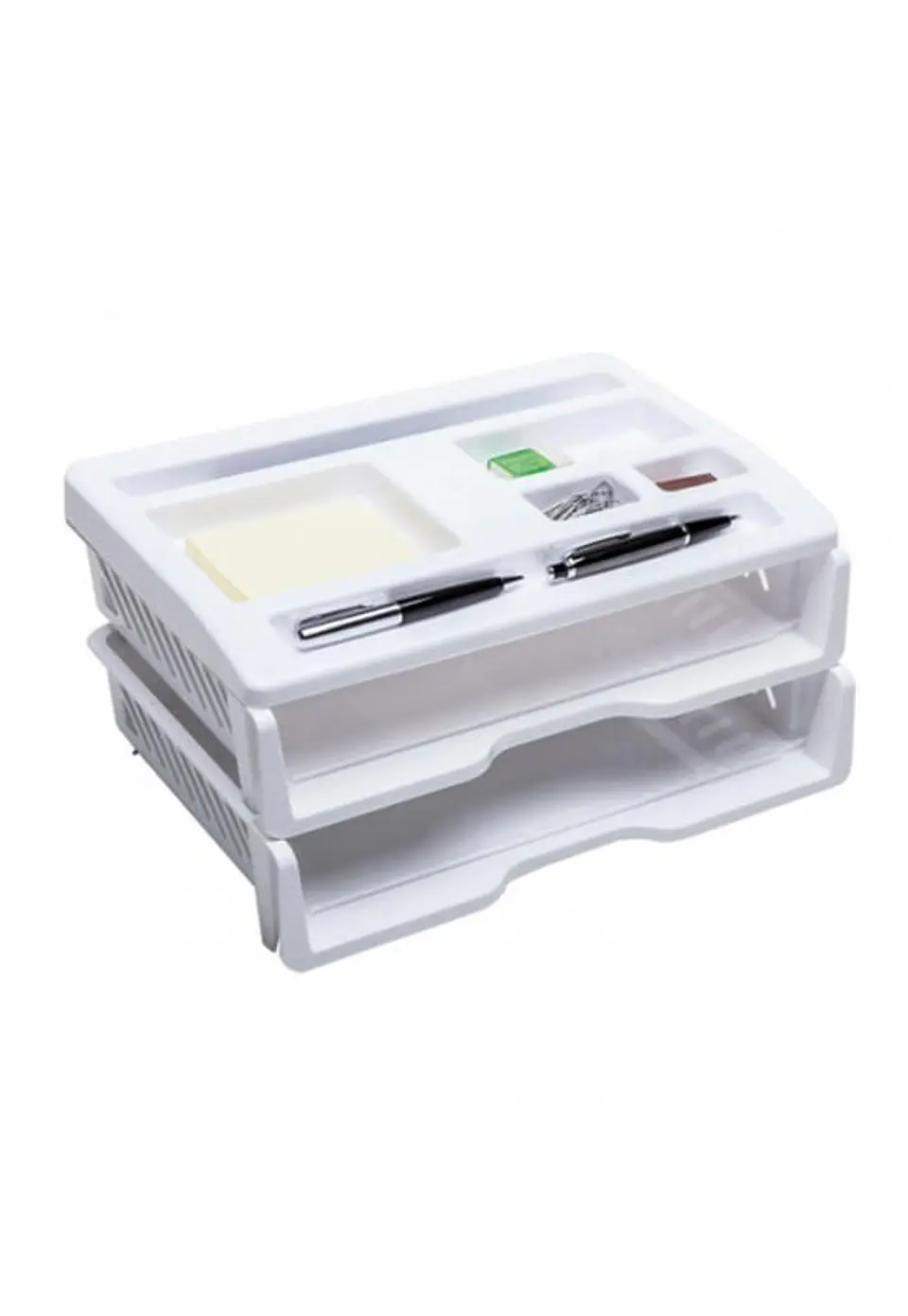 Bandeja Organizador Papeles Doble Blanca 1