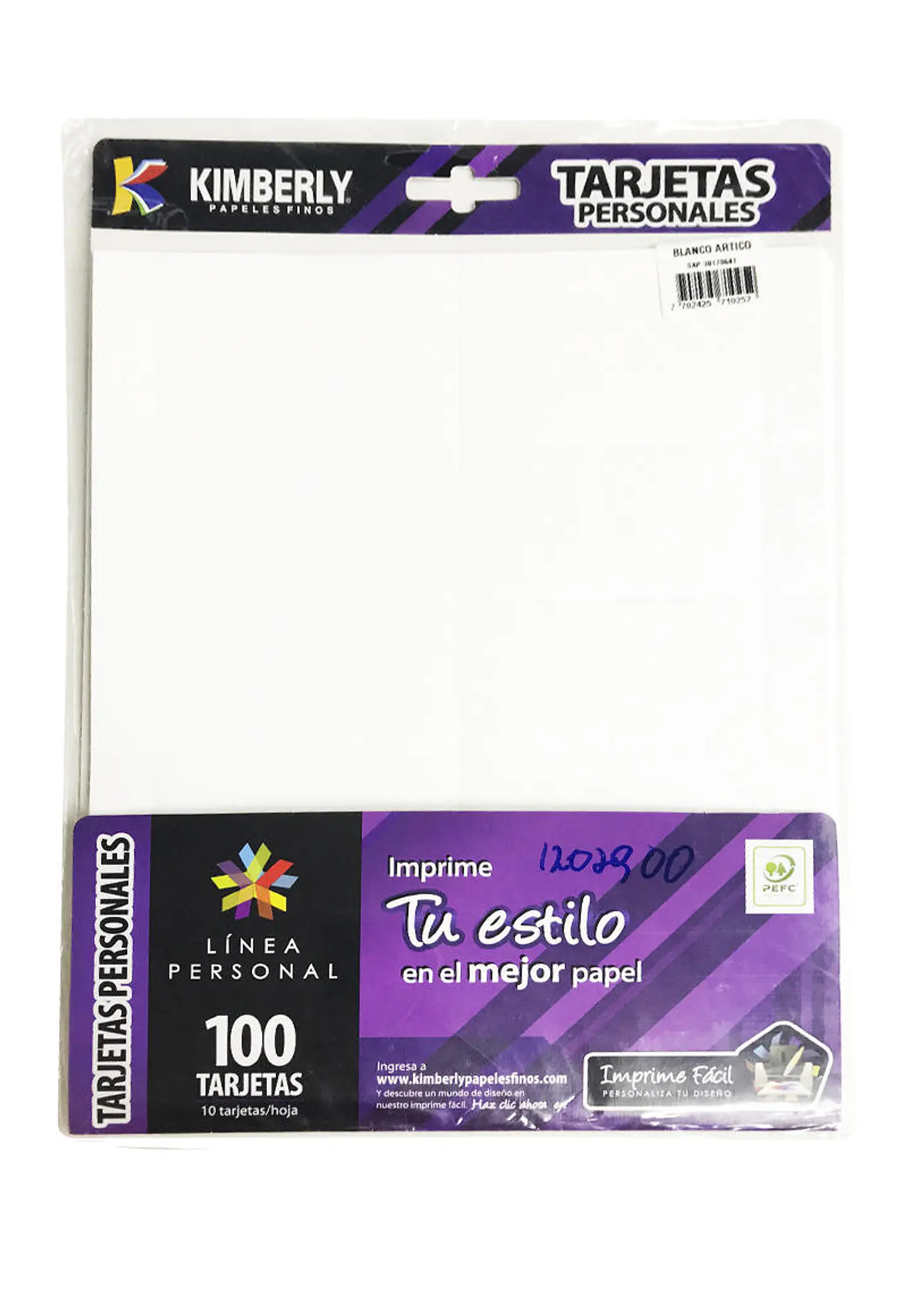 Tarjetas personales 100 unidades Kimberly 1