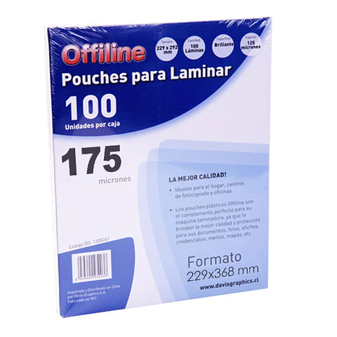 Laminas Termolaminar / Pouches Tamaño Oficio 175 mic 100u