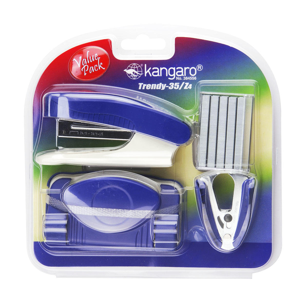 Set Perforadora + Corchetera + Corchetes + Saca Corchetes Trendy 35/Z4 Azul