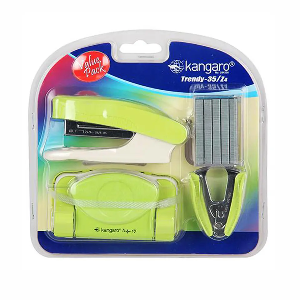 Set Perforadora + Corchetera + Corchetes + Saca Corchetes Trendy 35/Z4 Verde 1