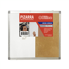 Pizarra Mixta Corcho / Blanca 36x36cm