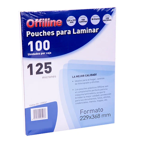 Laminas Termolaminar / Pouches Oficio 125mic 100u