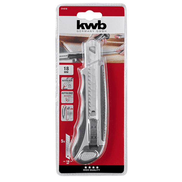 Cuchillo Cartonero 18 mm + 6 Hojas de Repuesto KWB  3