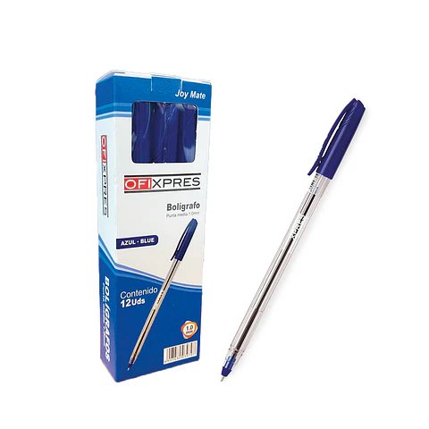 Bolígrafo Punta Media 1mm Caja X 12unidades Azul Color del exterior Transparente