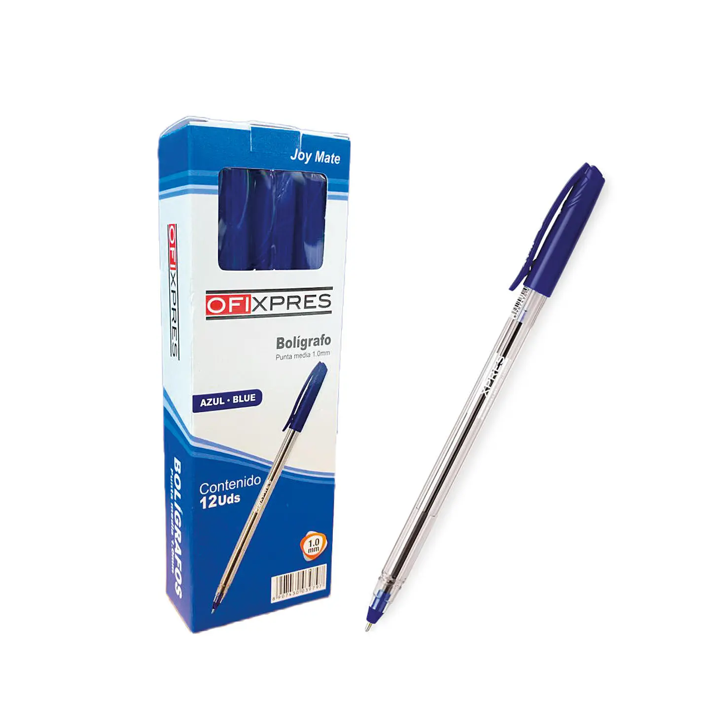 Bolígrafo Punta Media 1mm Caja X 12unidades Azul Color del exterior Transparente 1