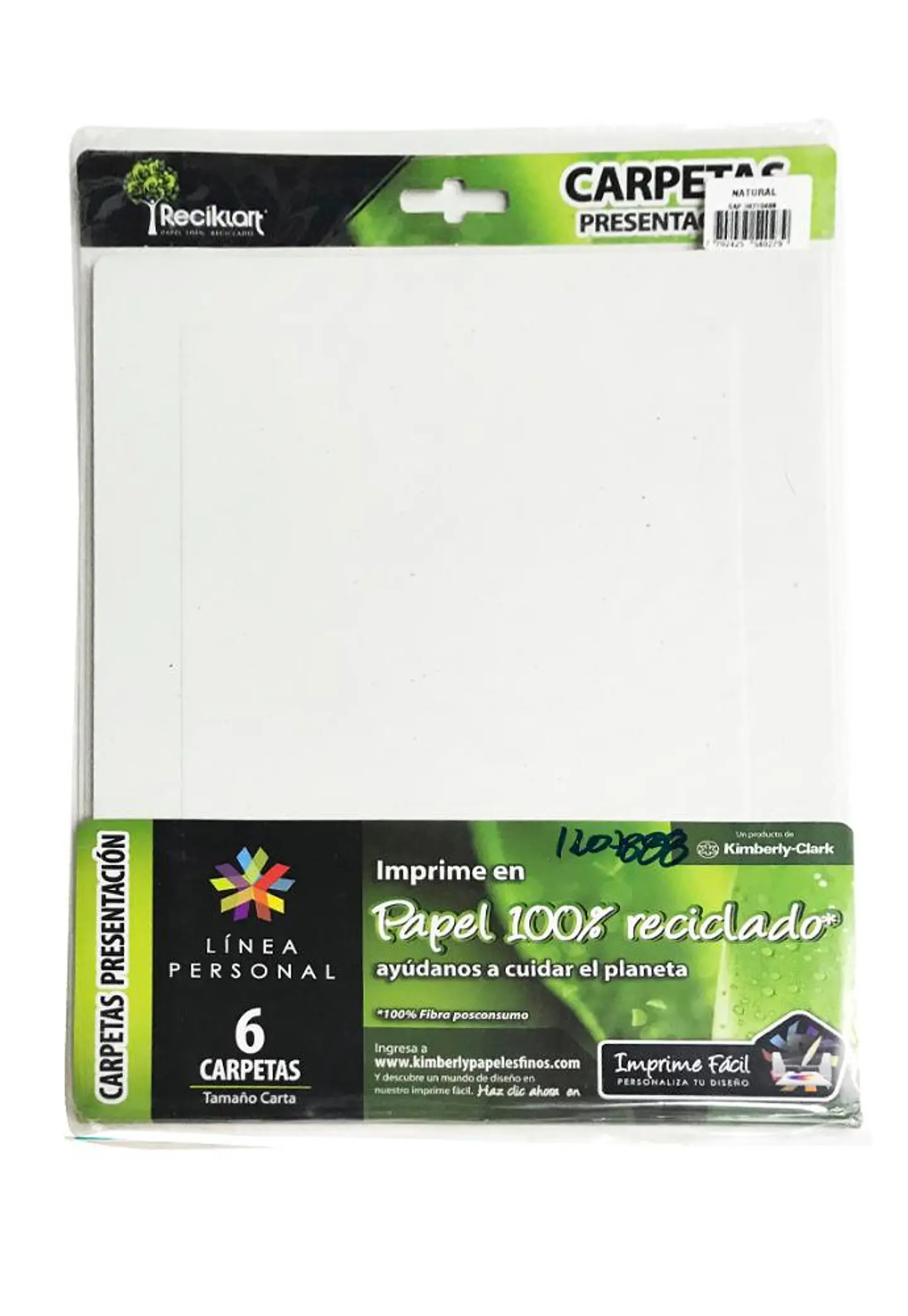 Carpetas papel 100% recicladas tamaño carta 6 unidades Kimberly 1