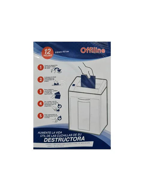 Hojas Lubricantes para Trituradoras de Papel Offiline 12 hojas