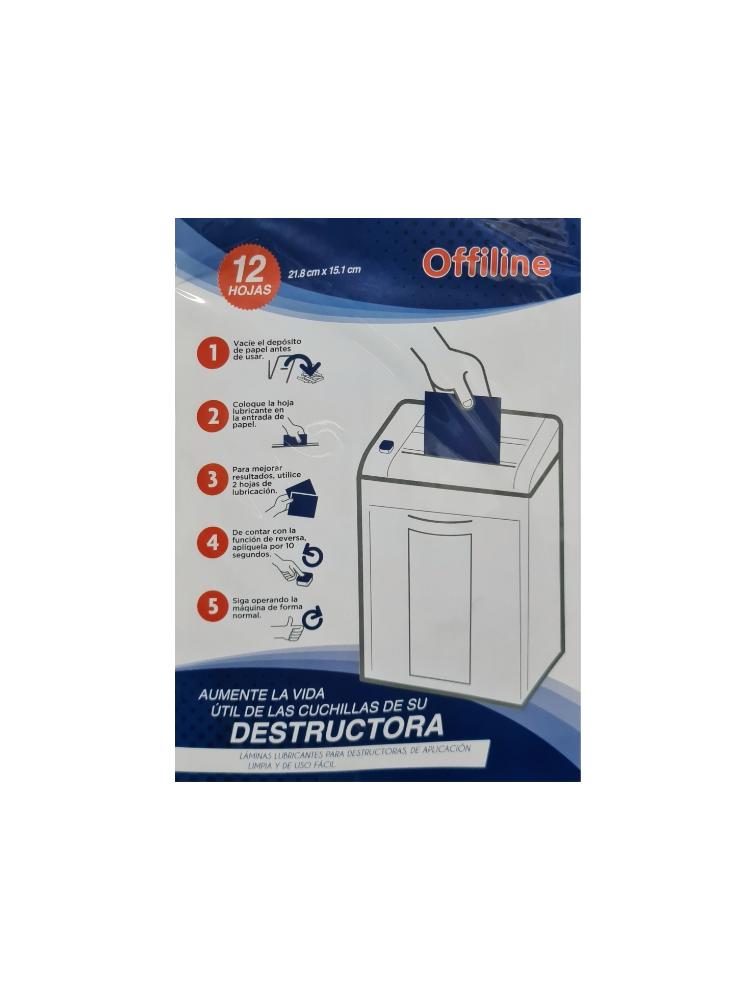 Hojas Lubricantes para Trituradoras de Papel Offiline 12 hojas