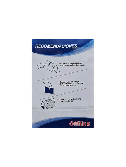 Hojas Lubricantes para Trituradoras de Papel Offiline 12 hojas